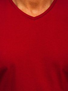 Men's Basic V-neck T-shirt Claret Bolf 192131