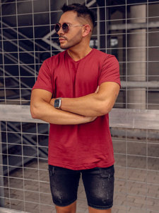 Men's Basic V-neck T-shirt Claret Bolf 192131A