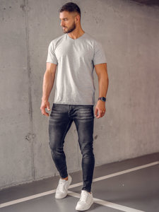 Men's Basic V-neck T-shirt Grey Bolf 192131A