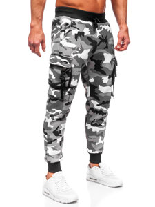 Men's Camo Cargo Joggers Grey Bolf HSS125