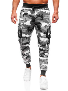 Men's Camo Cargo Joggers Grey Bolf HSS125