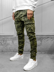 Men's Camo Cargo Joggers Khaki Bolf 2232A