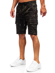 Men's Camo Cargo Shorts Dark Green Bolf A-296