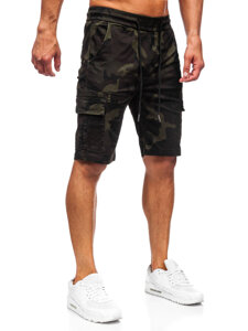 Men's Camo Cargo Shorts Dark Green Bolf A-296