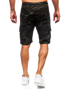 Men's Camo Cargo Shorts Dark Green Bolf A-296