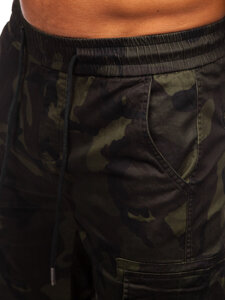 Men's Camo Cargo Shorts Dark Green Bolf A-296