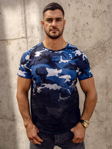 Men's Camo Printed T-shirt Blue Bolf S808A1