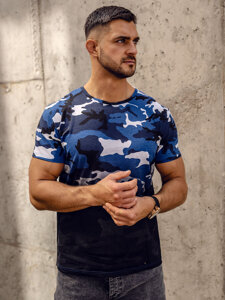 Men's Camo Printed T-shirt Blue Bolf S808A1