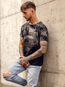 Men's Camo Printed T-shirt Graphite Bolf S808A1