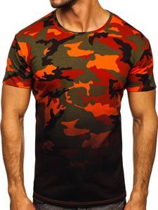 Men's Camo Printed T-shirt Green-Orange Bolf S808