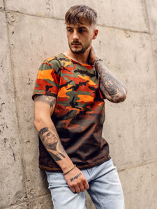 Men's Camo Printed T-shirt Green-Orange Bolf S808A1