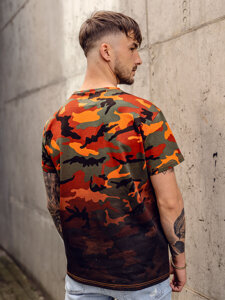 Men's Camo Printed T-shirt Green-Orange Bolf S808A1