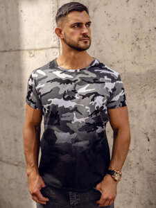 Men's Camo Printed T-shirt Grey Bolf S808A1