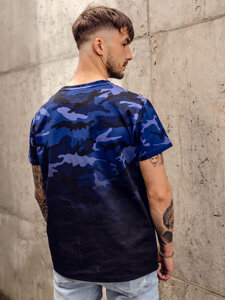 Men's Camo Printed T-shirt Navy Blue Bolf S808A1