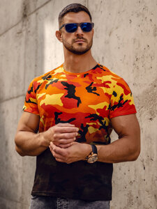 Men's Camo Printed T-shirt Orange Bolf S808A1