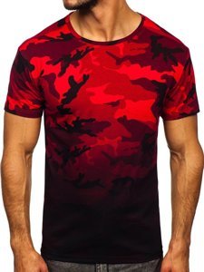 Men's Camo Printed T-shirt Red Bolf S808