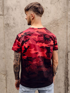 Men's Camo Printed T-shirt Red Bolf S808A1