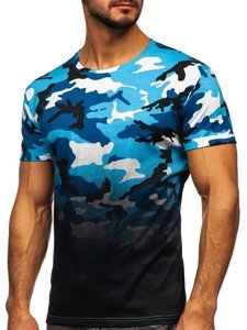 Men's Camo Printed T-shirt Sky Blue Bolf S808