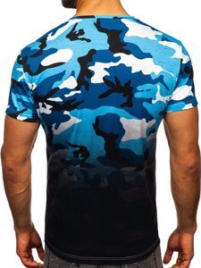 Men's Camo Printed T-shirt Sky Blue Bolf S808