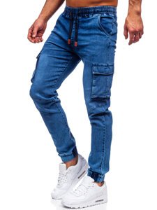 Men's Cargo Denim Joggers Navy Blue Bolf HY893