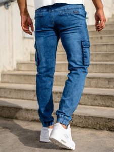 Men's Cargo Denim Joggers Navy Blue Bolf HY893