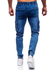 Men's Cargo Denim Joggers Navy Blue Bolf HY893