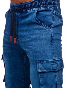 Men's Cargo Denim Joggers Navy Blue Bolf HY893