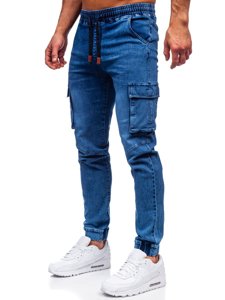 Men's Cargo Denim Joggers Navy Blue Bolf HY893