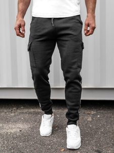 Men's Cargo Jogger Sweatpants Black Bolf JX8715B