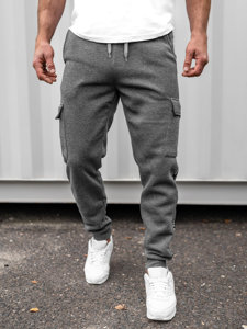 Men's Cargo Jogger Sweatpants Grey Bolf JX8715B