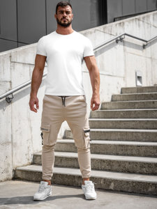 Men's Cargo Joggers Beige Bolf 6685