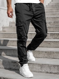 Men's Cargo Joggers Black Bolf 8956