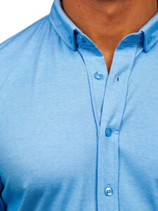 Men's Casual Long Sleeve Shirt Blue Bolf 500