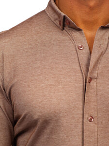 Men's Casual Long Sleeve Shirt Brown Bolf 500