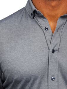 Men's Casual Long Sleeve Shirt Grey Bolf 500