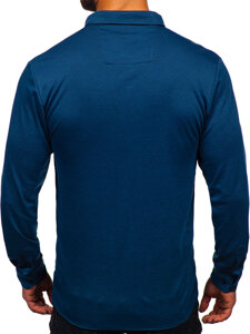 Men's Casual Long Sleeve Shirt Navy Blue Bolf 500