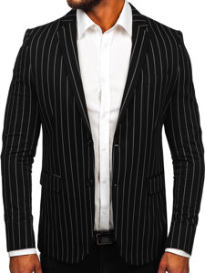 Men's Casual Striped Blazer Black-Grey Bolf 1652