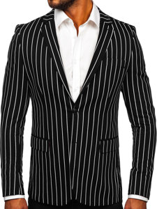 Men s Casual Striped Blazer Black White Bolf 1652