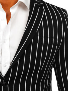 Men's Casual Striped Blazer Black-White Bolf 1652