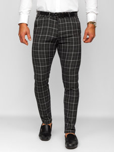 Men's Checkered Chino Pants Black Bolf 0032