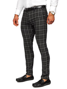 Men's Checkered Chino Pants Black Bolf 0032