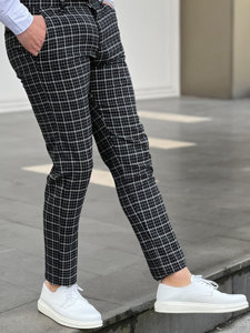 Men's Checkered Chino Pants Black Bolf 0035