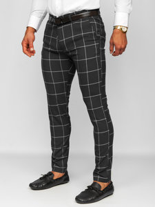 Men's Checkered Chino Pants Black Bolf 0037