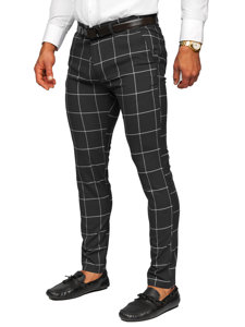 Men's Checkered Chino Pants Black Bolf 0037