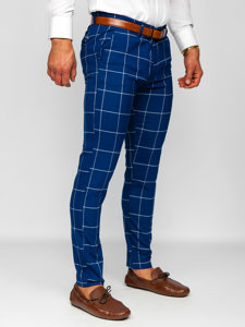 Men's Checkered Chino Pants Blue Bolf 0037