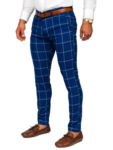 Men's Checkered Chino Pants Blue Bolf 0037