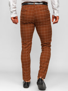 Men's Checkered Chino Pants Brown Bolf 0047