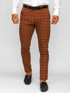 Men's Checkered Chino Pants Brown Bolf 0047