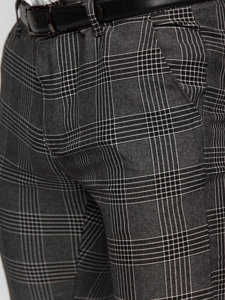 Men's Checkered Chinos Anthracite Bolf 0048