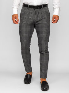 Men's Checkered Chinos Anthracite Bolf 0048